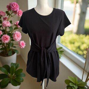 PEA IN THE POD Black Short Sleeve Maternity Tieable Top Size Medium